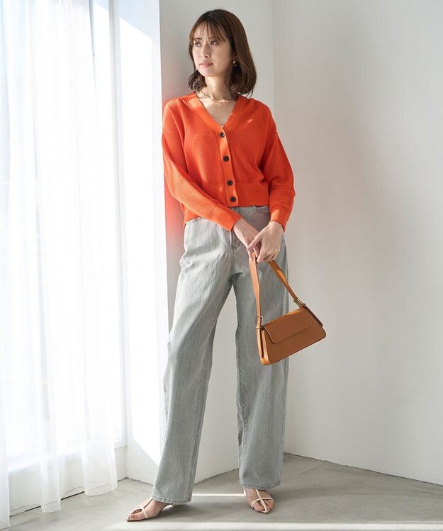 UNFILO メッシュニット カーディガン オレンジ