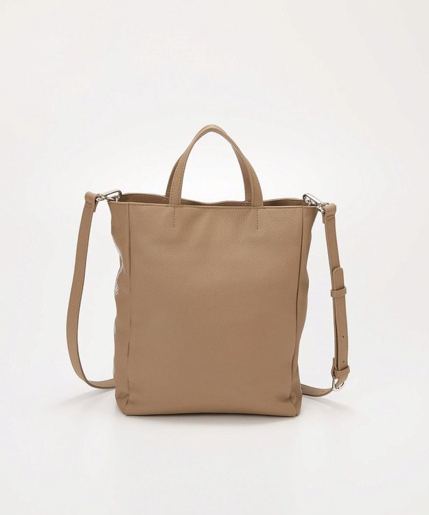 TOPKAPI 【TREASURE TOPKAPI】シュリンクレザー レース 刺しゅう ショルダー付 トートバッグ グレージュ