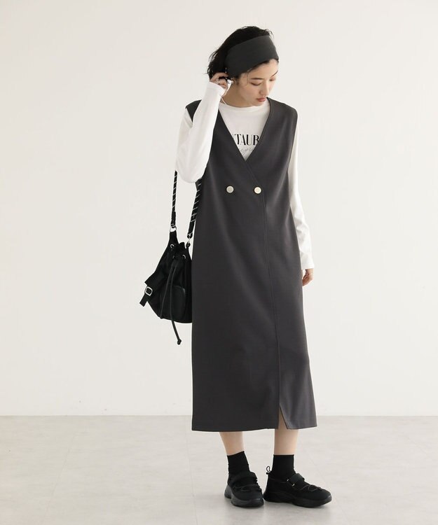 Green Parks ジャケット風ジャンパースカート Dark Gray