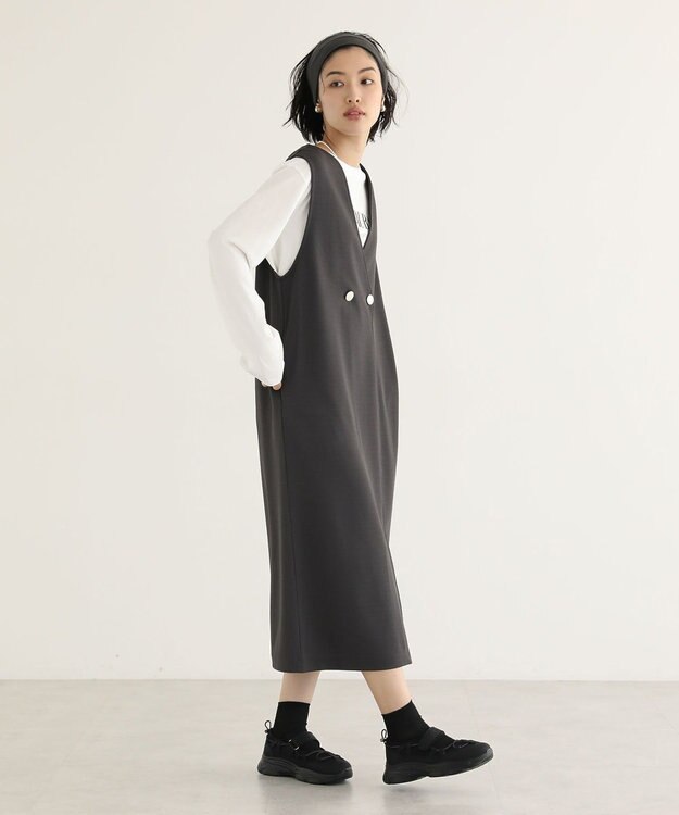 Green Parks ジャケット風ジャンパースカート Dark Gray