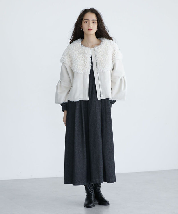 Green Parks ■ESCAR フラッフィーブルゾン Ivory