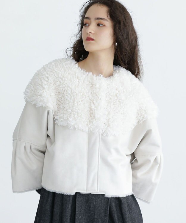 Green Parks ■ESCAR フラッフィーブルゾン Ivory