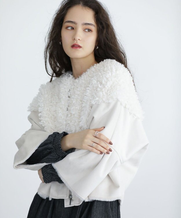 Green Parks ■ESCAR フラッフィーブルゾン Ivory