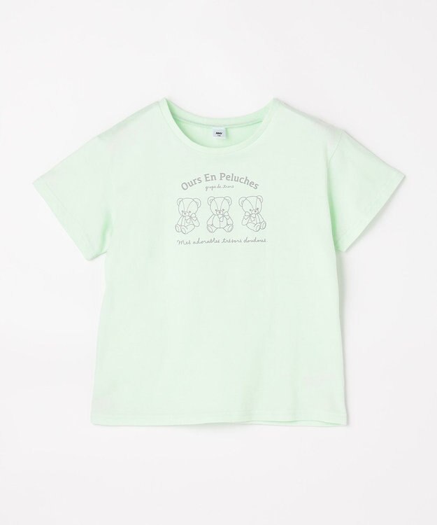 ANY KIDS 【一部店舗/WEB限定】【綿100%】プリント 半袖Tシャツ ミント×クマ