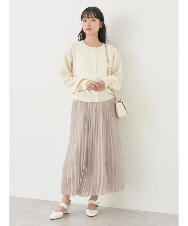 earth music&ecology すきな丈シフォンプリーツスカート Gray Beige