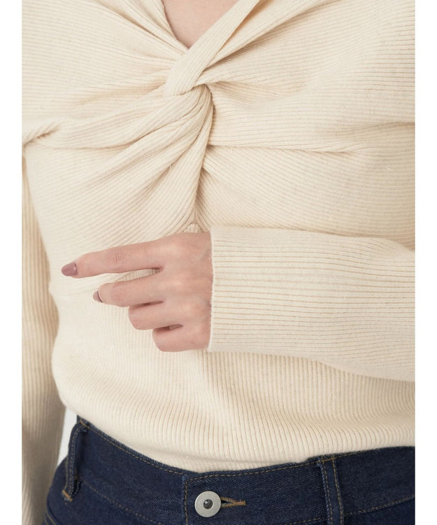 earth music&ecology ツイストリブラメニットプルオーバー Ivory