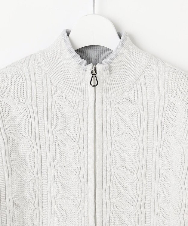 23区GOLF 【WOMEN】ラメケーブルジップアップカーディガン　防風裏地付き ホワイト系