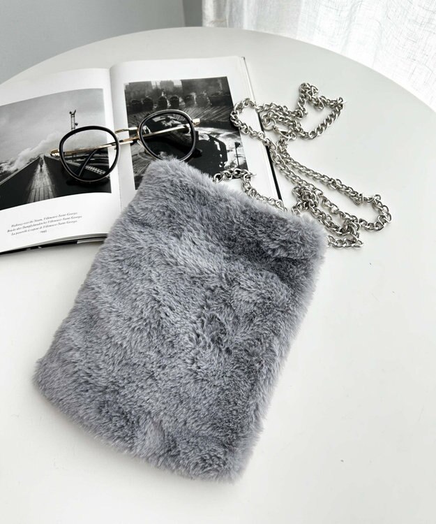 WEGO ファーチェーンミニショルダー グレー