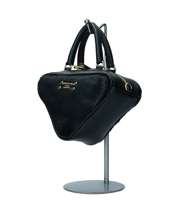 INTER-CHAUSSURES 【Christian Villa】レザーコンビトライアングルミニバッグ ブラックコンビ