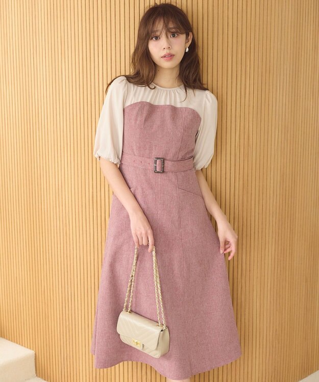 Feroux ドッキング風ワンピース ピンク系