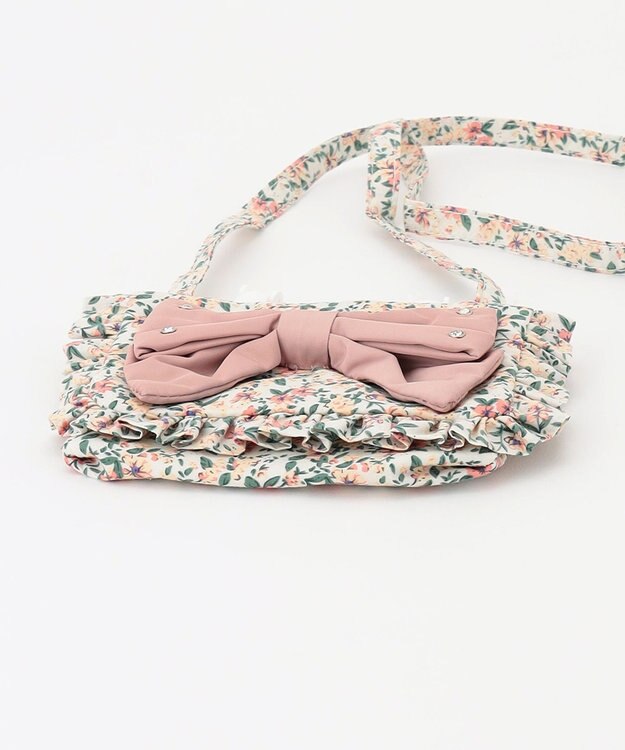 ANY KIDS リボン 移動 ポケット ポシェット ピンク×花柄