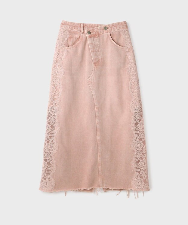 GRACE CONTINENTAL サイドレースデニムスカート ピンク