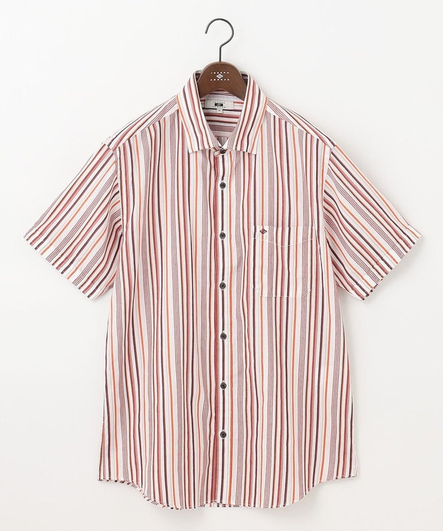 JOSEPH ABBOUD 【キングサイズ・吸水速乾】ソアロンストライプ 半袖 ワイン系1