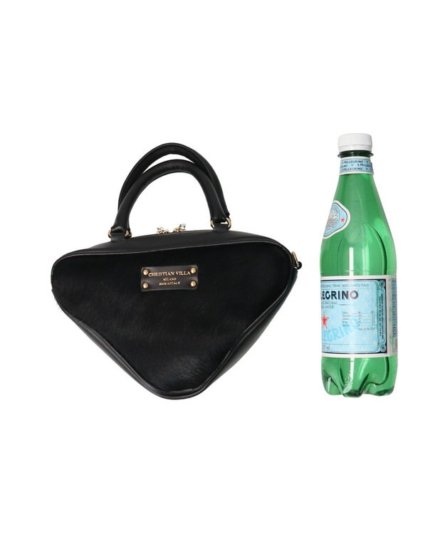 INTER-CHAUSSURES 【Christian Villa】レザーコンビトライアングルミニバッグ ブラックコンビ