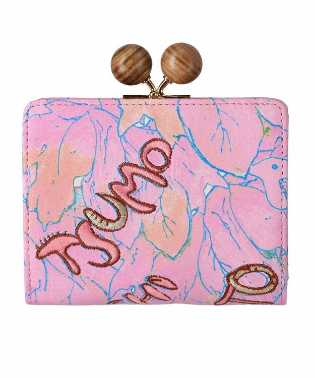 tsumori chisato CARRY 葉っぱ がま口 2つ折り財布 ピンク