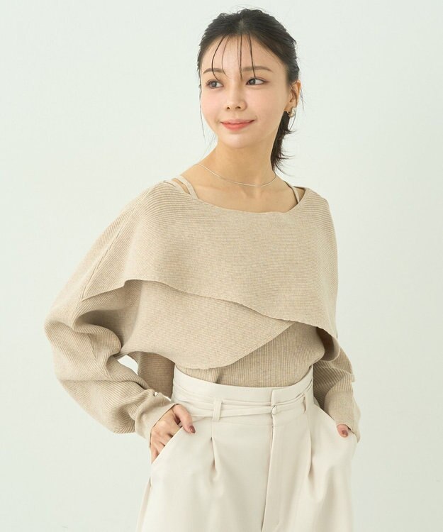 earth music&ecology ＳＥＴ２点クロスニット＋キャミソール Beige