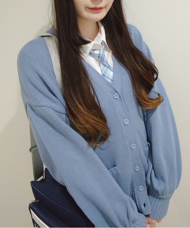 WEGO 【SCHOOL ITEM】ニットカーディガン ブルー
