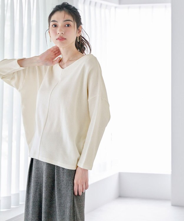 ANY 【洗濯機可能】Vネックニットソー オフ