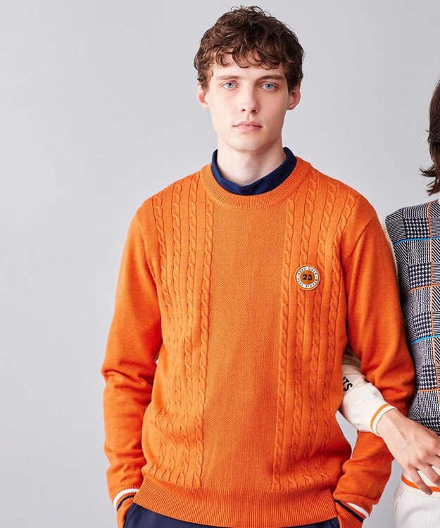 23区GOLF 【MEN】ウールブレンド カラーニット ラウンドから普段のお出かけや、お散歩まで◎ オレンジ系