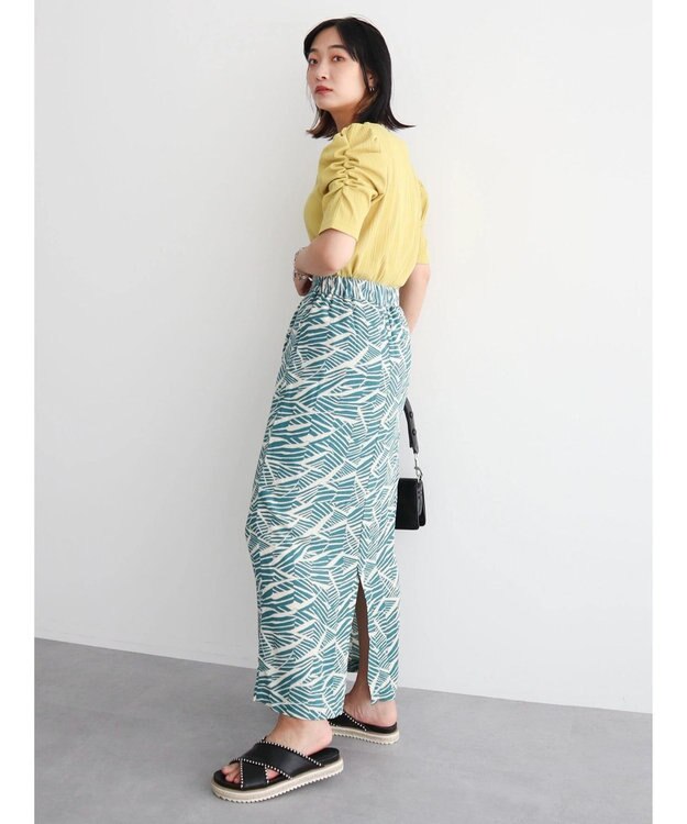 Green Parks リブ肩デザイン５分袖プルオーバー Black