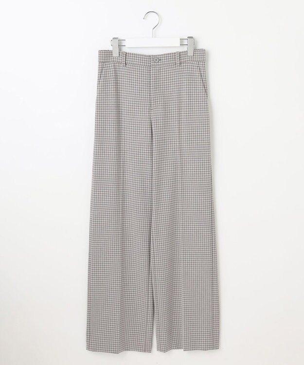 自由区 L TRギャバチェック柄ストレート パンツ グレーチェック