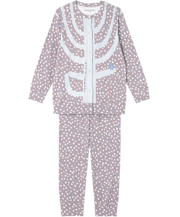 tsumori chisato SLEEP ツモリチサト パジャマ 長袖 長ズボン ルームウェア 綿100%(本体) 肌側起毛 スムース素材 上下セット 前開き tsumori chisato SLEEP UDW443 /ワコール グレー