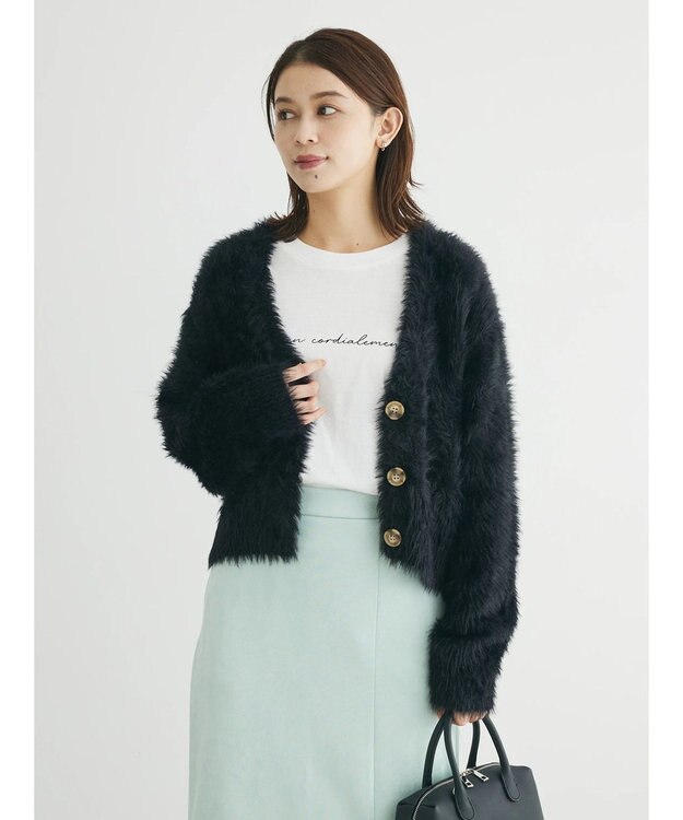 Green Parks ・Ｐｅｔｉｔ　Ｆｌｅｕｒ　シャギーニットカーディガン Black