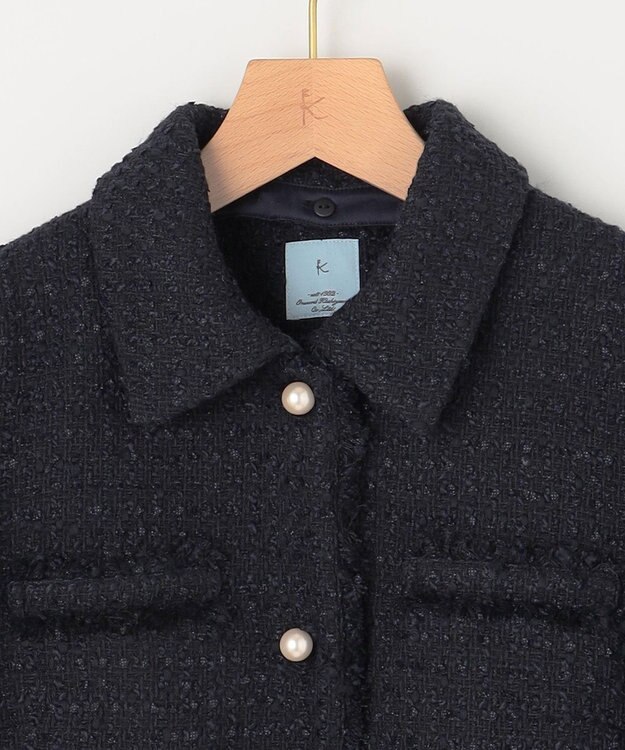 組曲 【KUMIKYOKU NAVY】ファンシーツイード 2WAYジャケット ネイビー系