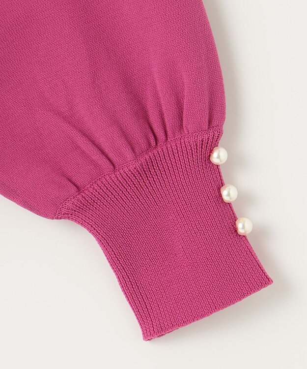 Feroux 【洗える】パールポイントパフスリーブ ニット パープル系