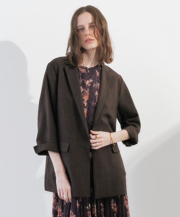 YECCA VECCA マシンウォッシャブルリネンライクジャケット Brown