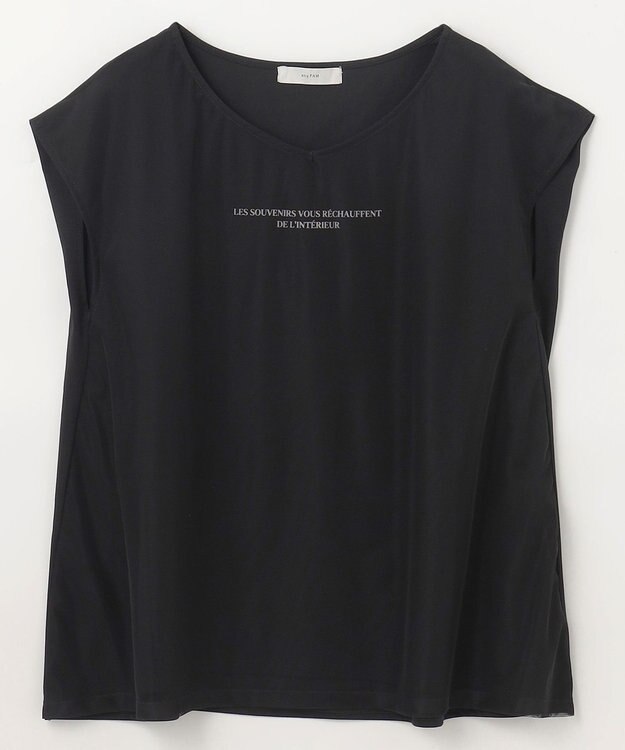 ANY チュールデザインフレンチスリーブTシャツ ブラック