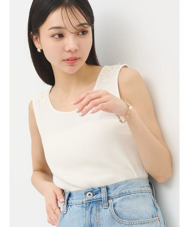 earth music&ecology バックレースタンクトップ Off White