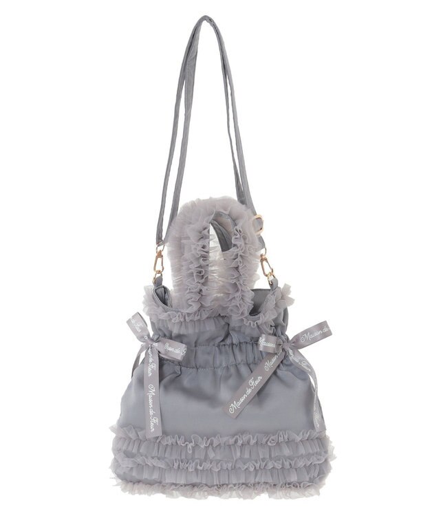 Maison de FLEUR チュールフリルダブルリボン2Wayトート Gray