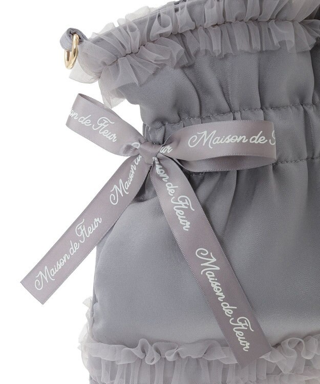 Maison de FLEUR チュールフリルダブルリボン2Wayトート Gray