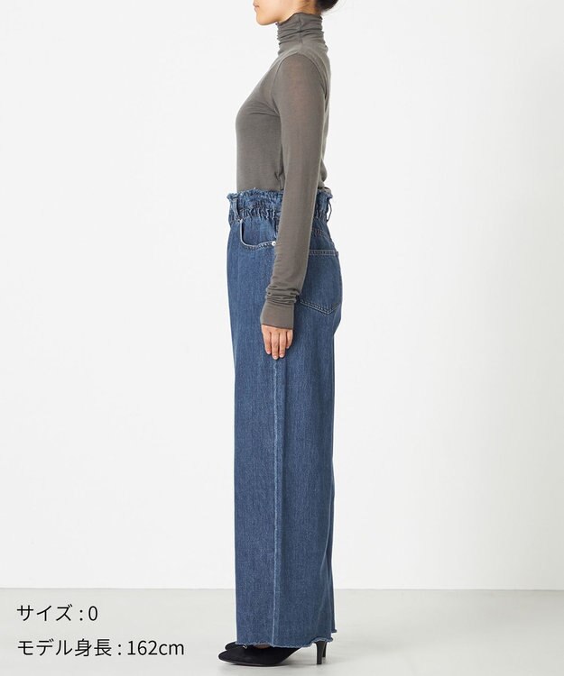 NAVE 【ReNAVE・洗える/軽量】ライトデニム ウエストギャザーパンツ ブルー系