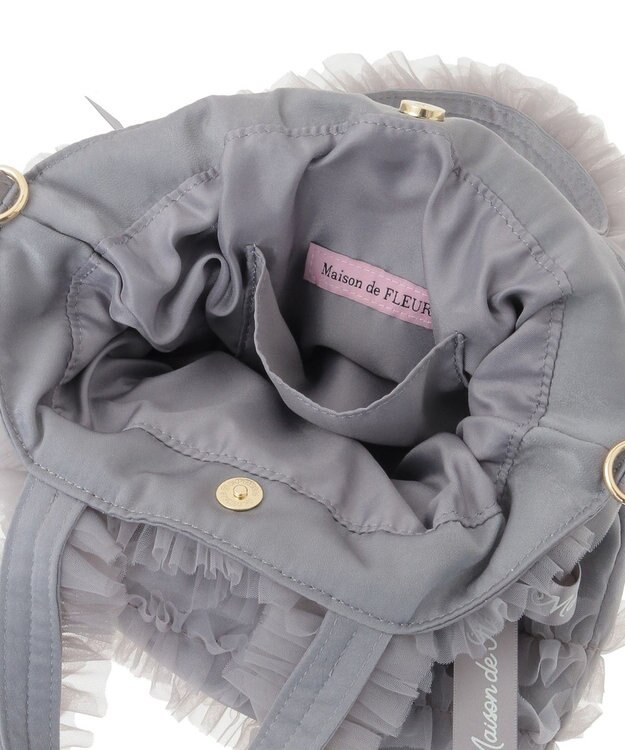 Maison de FLEUR チュールフリルダブルリボン2Wayトート Gray