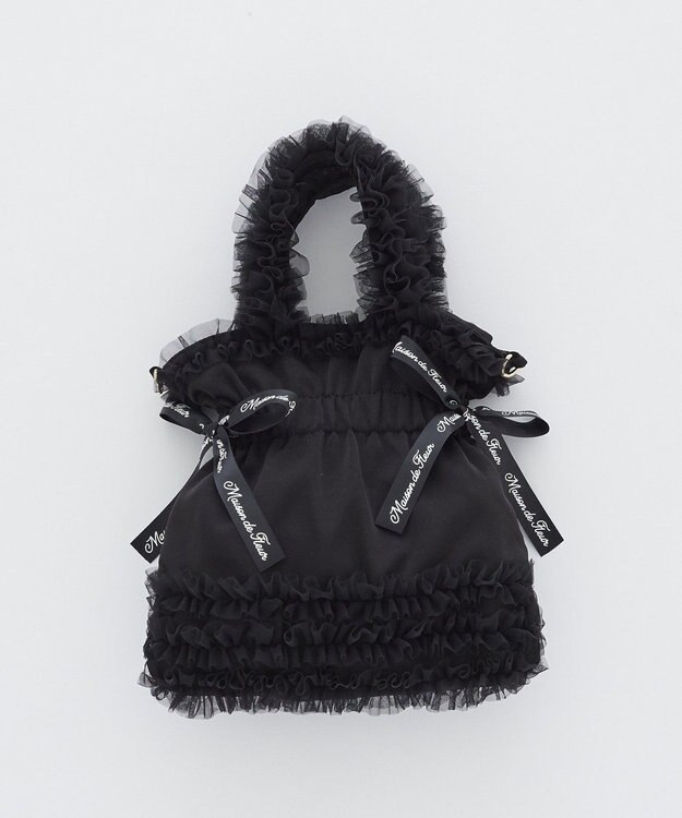 Maison de FLEUR チュールフリルダブルリボン2Wayトート Black