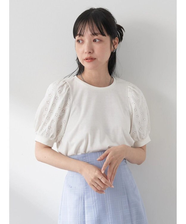 earth music&ecology フラワーレースプルオーバー Ivory