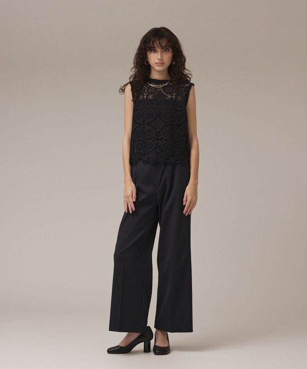 GRACE CONTINENTAL サークルレースノースリーブトップ ブラック