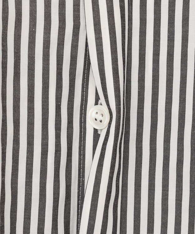 ICB 【洗える】 アルコットストライプ シャツブラウス ブラックストライプ系