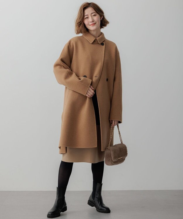 23区 【WEB&一部店舗限定カラーあり/洗える】ミラノリブ バイカラーニットワンピース ブラック×キャメル