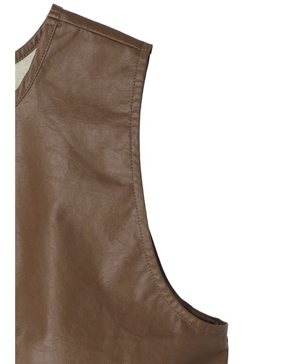 Green Parks フェイクレザーベスト Brown