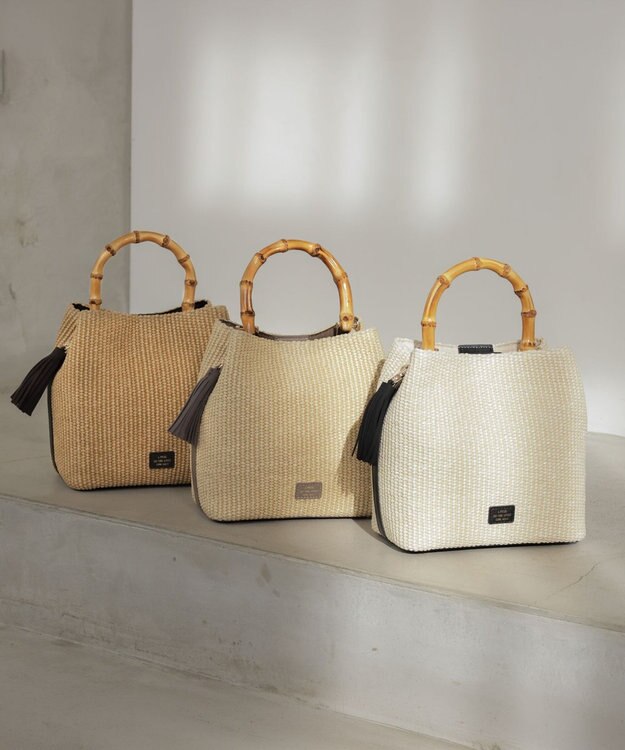 J.PRESS LADIES 【WEB限定カラーあり・2way】カゴバッグ 【WEB限定】アイボリー×ブラック系