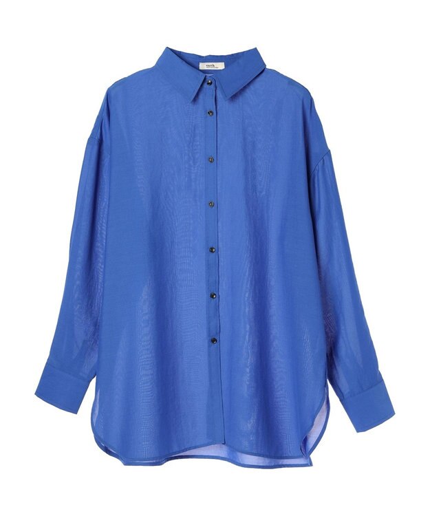 earth music&ecology シアーボーイズライクシャツ Royal Blue