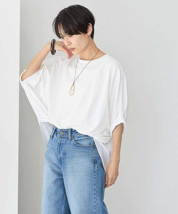 AMERICAN HOLIC 異素材ドッキングドルマンプルオーバー Off White