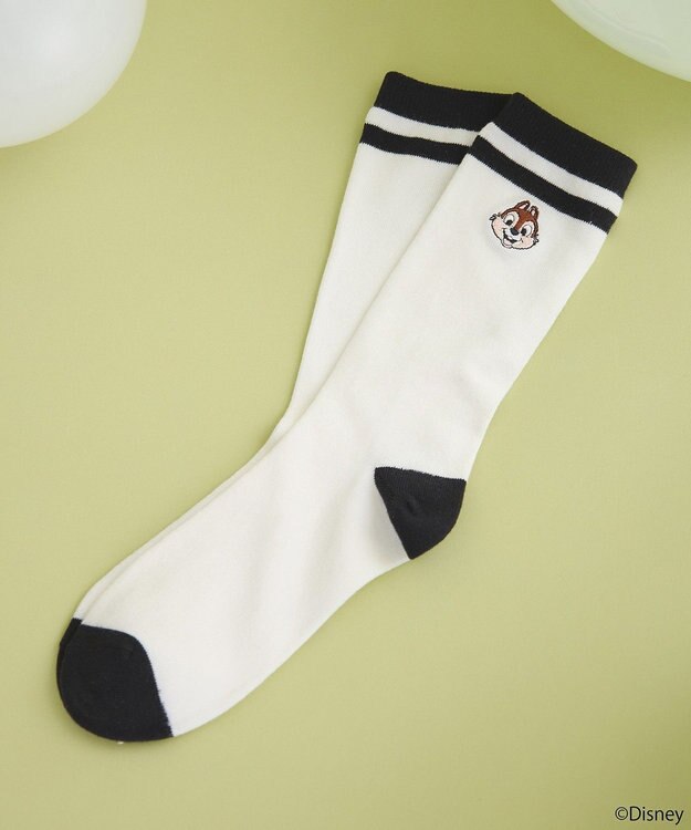 earth music&ecology チップ＆デール／ラインソックス Black