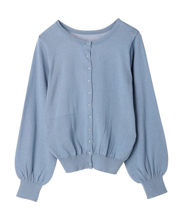 earth music&ecology 前後２ＷＡＹちびパールボタンカーディガン Blue