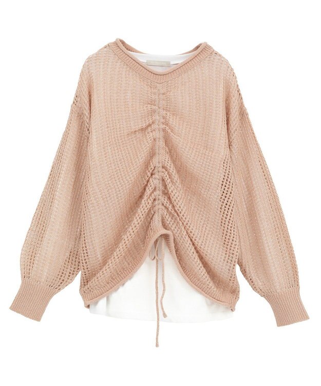 Green Parks ＳＥＴ２点２ｗａｙシャーリングニット＋インナー Pink