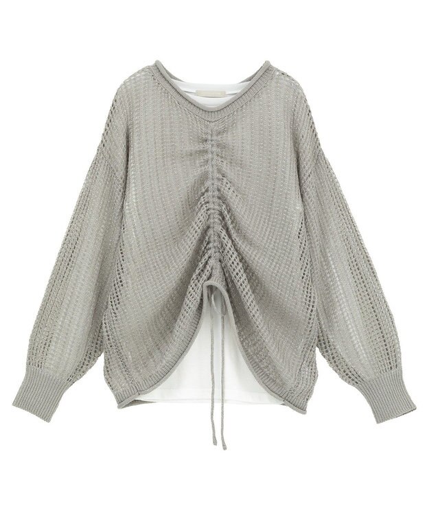 Green Parks ＳＥＴ２点２ｗａｙシャーリングニット＋インナー Gray