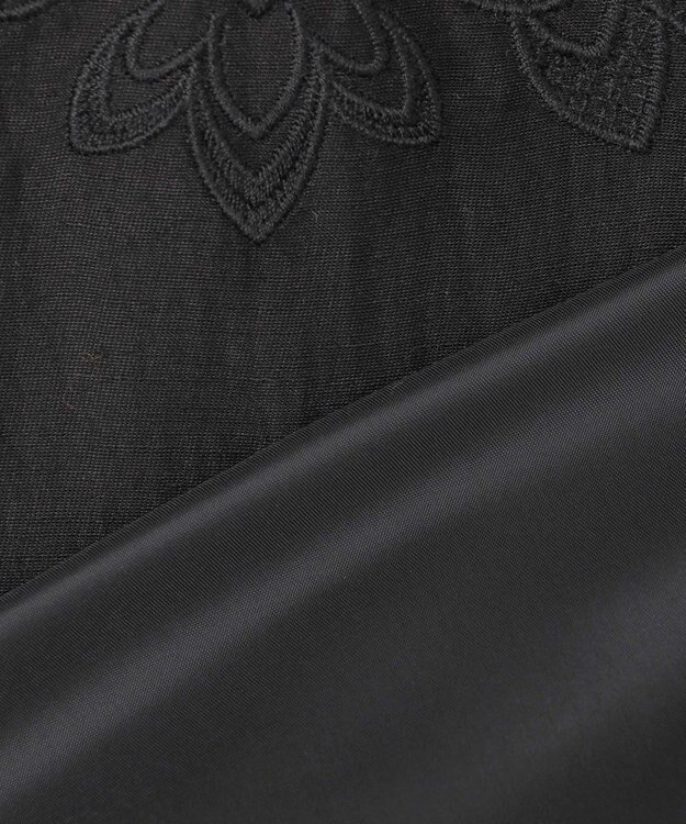 自由区 【洗える】エンブロイダリーノースリーブ ワンピース ブラック